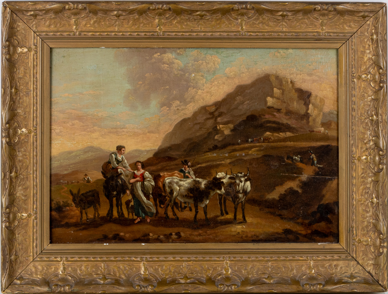 OKÄND KONSTNÄR, olja på träpannå, 1800-tal, osignerad