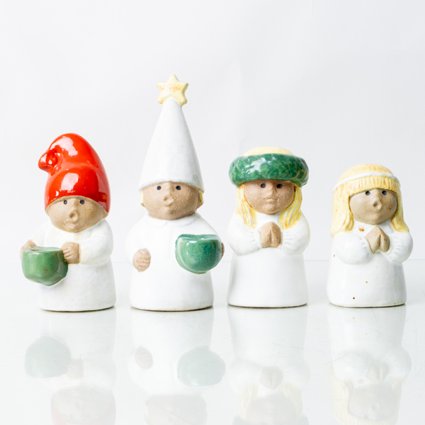 LISA LARSON, 4 st figurer, adventsbarnen, stämpelmärkta