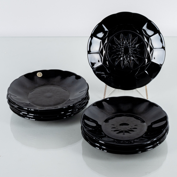 ASSIETTER, 8 st, glas, Glimma Glasbruk, 1900-tal