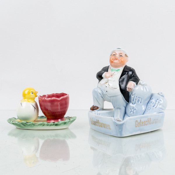 ASKFAT OCH ÄGGKOPP, porslin, 1900-talets första hälft 