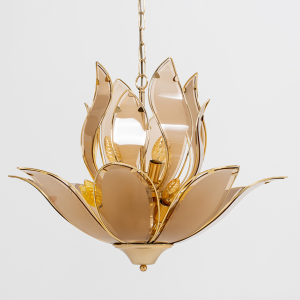 TAKLAMPA, glas och mässing, 1900-talets andra hälft