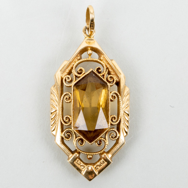 HÄNGE, 18k guld, med orange sten, tot vikt ca 2,1 g