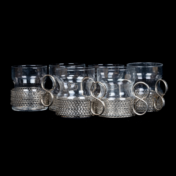 TIMO SARPANEVA, 6 st glas med hållare, "Tsaikka", Iittala, Finland