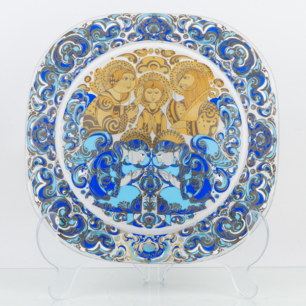 BJÖRN WIINBLAD, tallrik, glas, "Weihnachten", signerad och daterad 1979