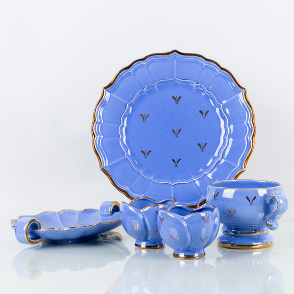 SKÅLAR OCH FAT, 5 del, keramik, "Safir", Gefle, 1900-talets mitt