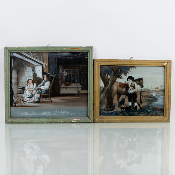 GLASMÅLNINGAR, 2 st, 1800-tal