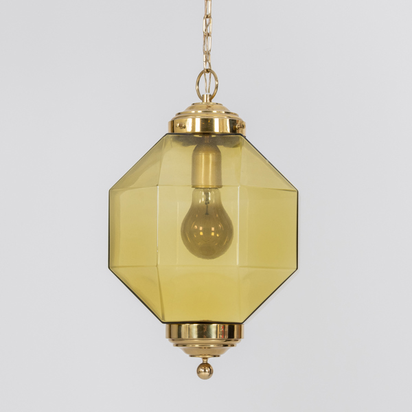 TAKLAMPA, mässing och glas, 1900-talets andra hälft