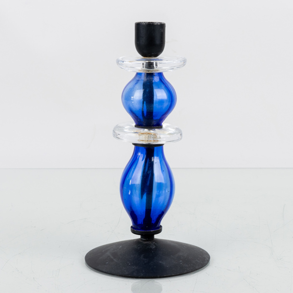 ERIK HÖGLUND, ljusstake, glas och smide, Boda