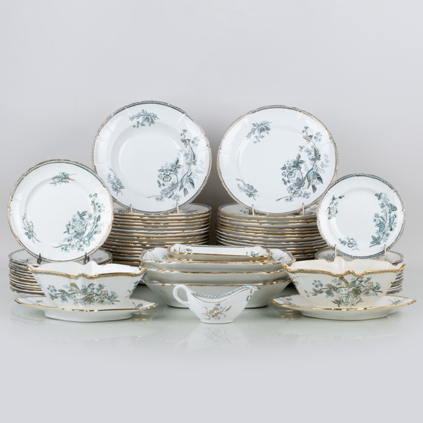 MATSERVIS, 70 del, för 12 pers, porslin, "Wexiö Guld", Gustafsberg, omkring år 1900