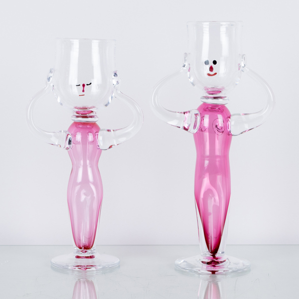 ERIK HÖGLUND, 2 st, pokalglas, Strömbergshyttan 1991, signerade