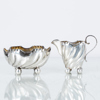 SOCKERSKÅL OCH MJÖLKKANNA, silver, NM Thune, Norge, 1900-talets första hälft, tot vikt ca 220 g