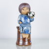 LISA LARSON, figurin, stengods, "Blomsterflicka", Gustavsberg