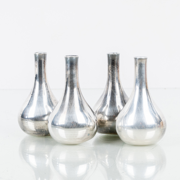 JENS QUISTGAARD, 4 st ljusstakar, nysilver, Danmark