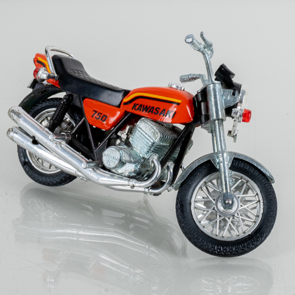 MODELLMOTORCYKEL, Kawasaki 750, Poly Toys, 1900-tal