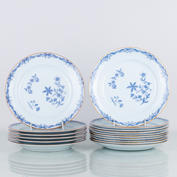 MATTALLRIKAR, 16 (10+6) st, porslin, "Ostindia", Rörstrand, 1900-/2000-tal