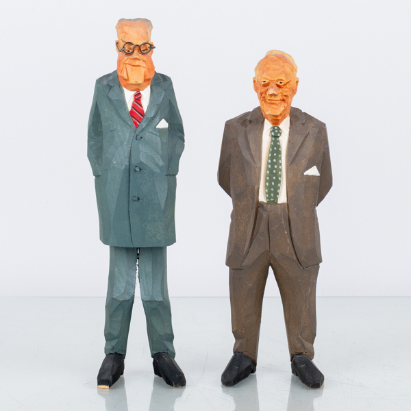 SVEN GUNNARSSON, 2 st figurer, skuret och målat trä, signerade 