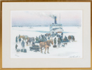   ROLAND SVENSSON, färglitografi, "Möte på isen", signerad och numrerad 166/360