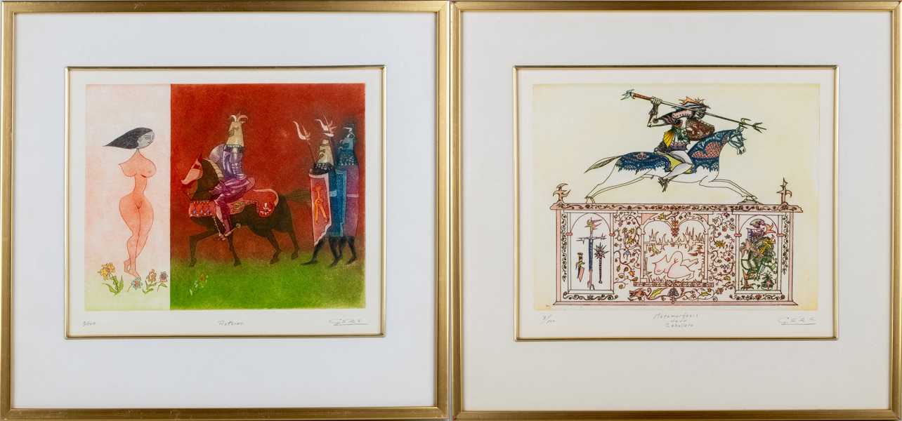 GUILLERMO SILVA SANTAMARIA (1921-2007), färgetsningar, 2 st, signerade och numrerade 3/100