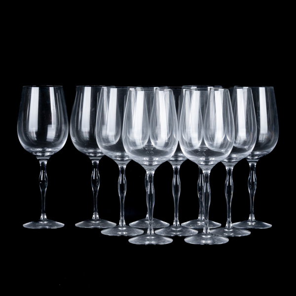 JAN JOHANSSON, 10 st rödvinsglas, Orrefors