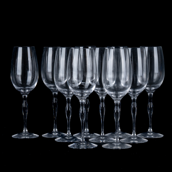 JAN JOHANSSON, 10 st vitvinsglas, Orrefors