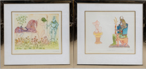 GUILLERMO SILVA SANTAMARIA (1921-2007), 2 st, färgetsningar, signerad och numrerade