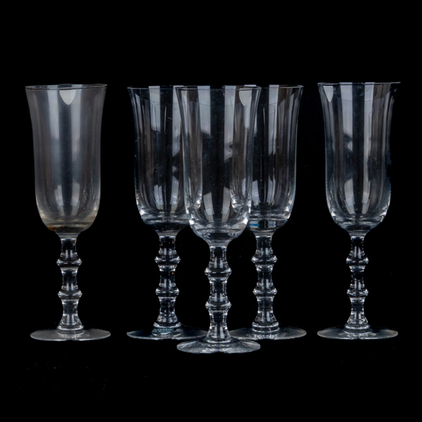 SIMON GATE, 5 st champagneglas, "Salut", Orrefors