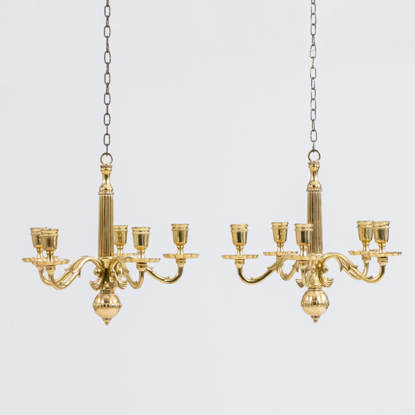 TAKKRONOR, 1 par, mässing, sannolikt sent 1900-tal