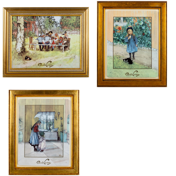 PORSLINSTAVLOR, 3 st, tryck efter Carl Larsson, Goebel