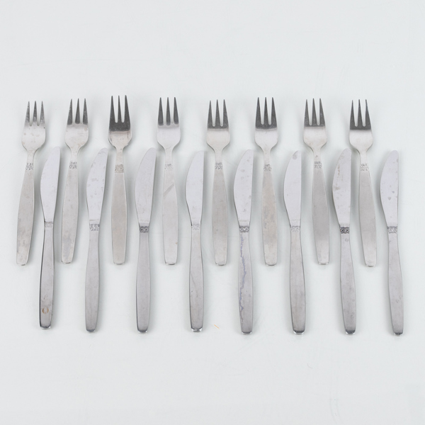 BESTICK, 16 del, rostfritt stål, "Sessan", Nils Johan, 1900-talets andra hälft 