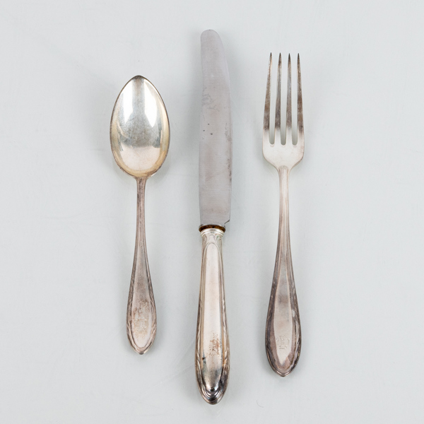 BESTICK, 36 del, silver, svenska stämplar KA, 1920-tal, tot vikt exkl knivar ca 1 230 g