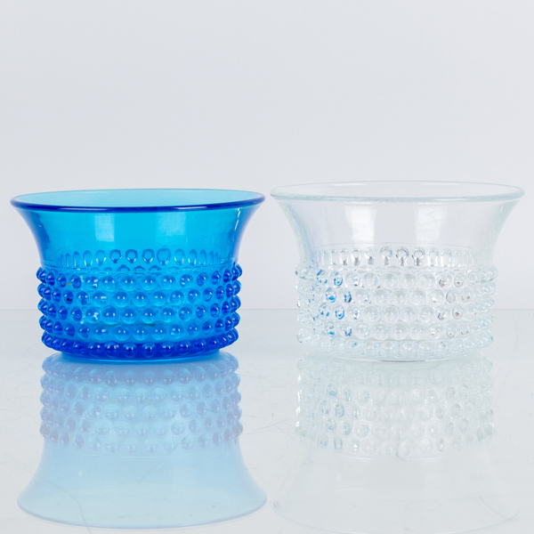 SAARA HOPEA, 2 st skålar, glas, "Näppylä", Nuutajärvi, Finland