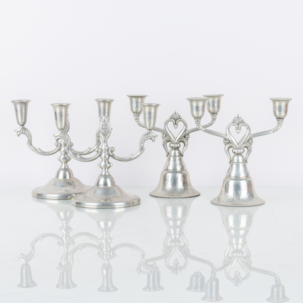 LJUSSTAKAR, 2 par, tenn, bla Markströms tenn, 1900-talets första hälft