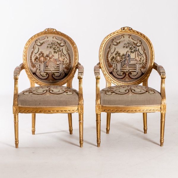 KARMSTOLAR, 1 par, gustaviansk stil, 1900-talets början