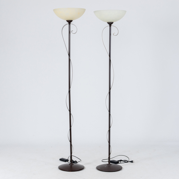 GOLVLAMPOR, 1 par, patinerad metall, 1900-/2000-tal