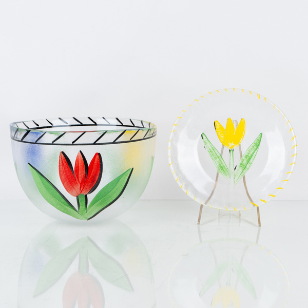 ULRICA HYDMAN VALLIEN, skål samt fat, glas, Kosta Boda, 1900-talets andra hälft