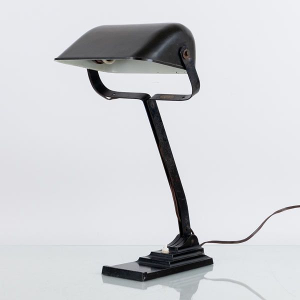 BORDSLAMPA, svärtad metall, art déco, "Horax", Erpé, 1930-tal