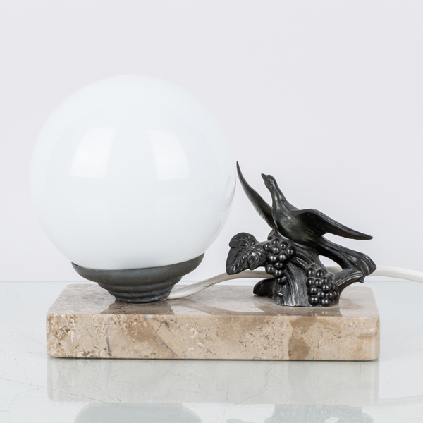 BORDSLAMPA, patinerad metall och marmor, art déco, 1930-tal