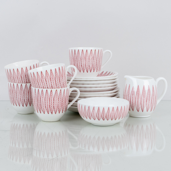 STIG LINDBERG, 7 del, servisporslin, "Salix", Gustavsberg, 1900-talets mitt