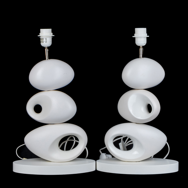 BORDSLAMPOR, 1 par, porslin, Faiancas Ramos, Portugal, samtida