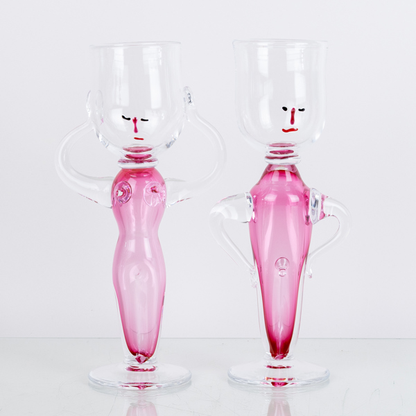 ERIK HÖGLUND, 2 st pokalglas, Strömbergshyttan 1991, signerade