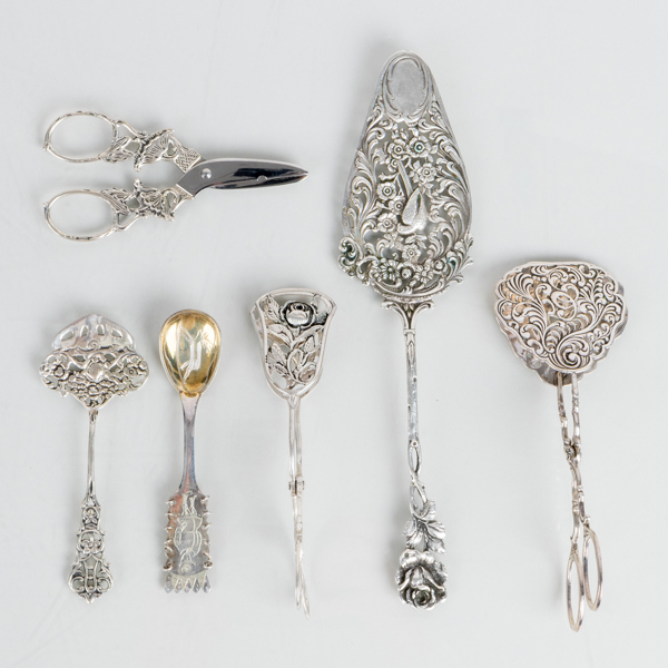 BESTICK, 6 del, silver, 1900-tal, tot vikt ca 160 g