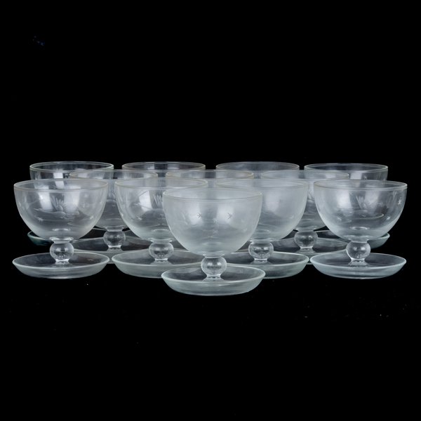 DESSERTSKÅLAR, 12 st, glas, AMP Glas, Kosta, 1900-tal