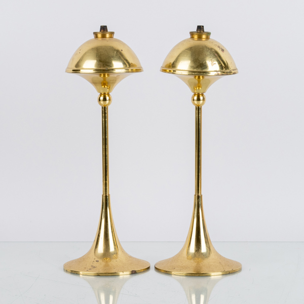 OLJELAMPOR, 1 par, mässing, Hejl, Danmark, 1900-talets andra hälft