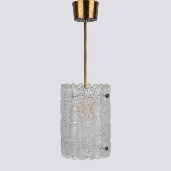 CARL FAGERLUND, taklampa, mässing och glas, Orrefors, 1900-talets andra hälft