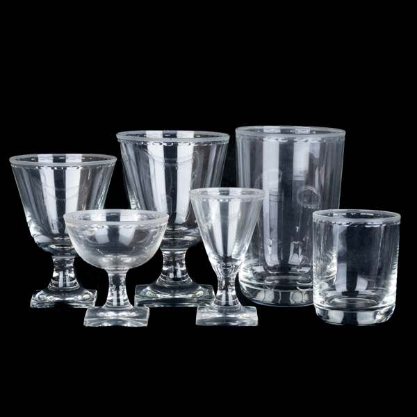 ELIS BERGH, 42 del, glasservis,"Ekeberga bård", Kosta, 1900-talets mitt