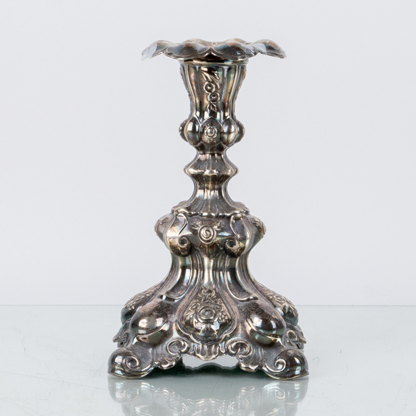 LJUSSTAKE, silver, rokokostil, CG Hallberg 1952