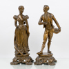 SKULPTURER, 1 par, bronserad metall, 1900-tal