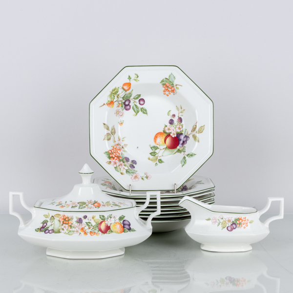 SERVISPORSLIN, 10 del, porslin, "Fresh Fruit", Johnson Brothers, England