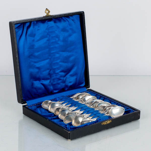 KAFFESKEDAR, 12 st, silver, 1900-talets första hälft