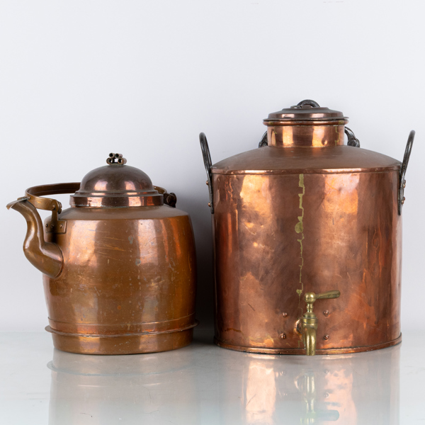 KANNA SAMT VATTENCISTERN, koppar, 1800-/1900-tal
